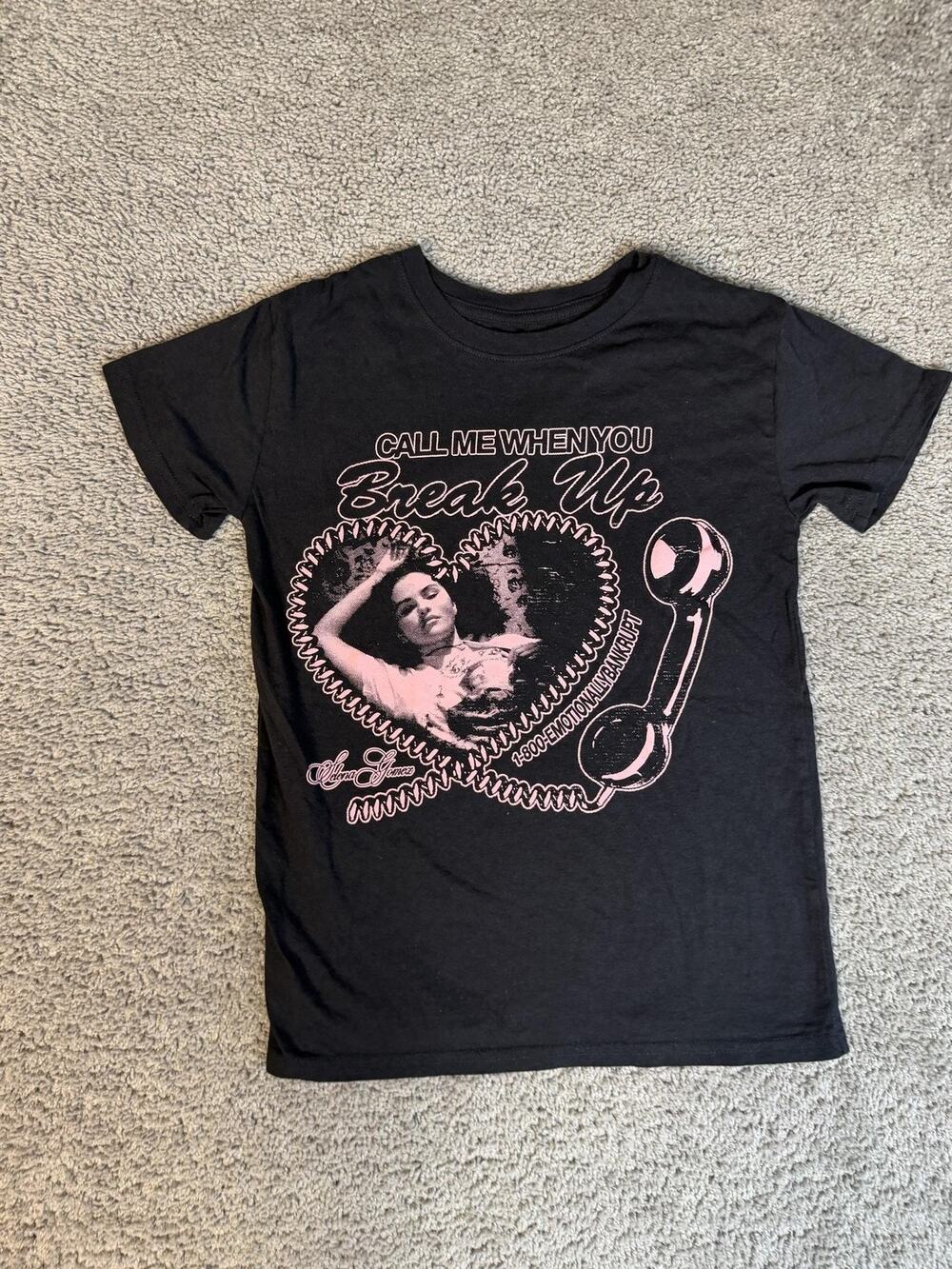 Selena Gomez Shirt Womens XS Black When You Break Up Heart Phone Tee